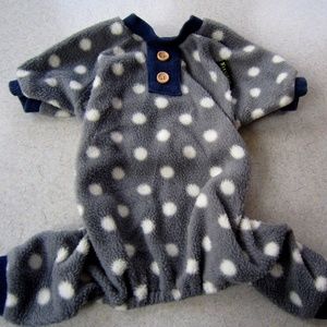 Fitwarm Fleece Dog Pajamas Grey Polka Dot Medium